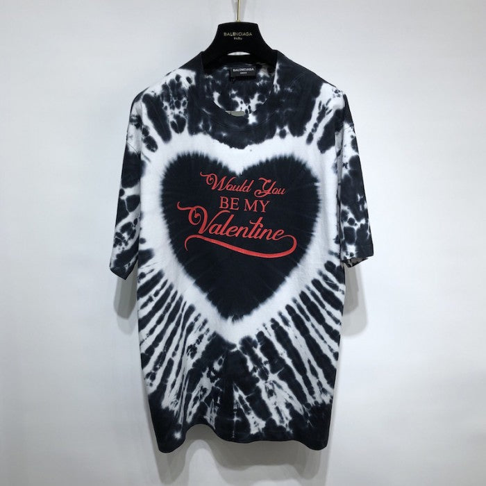 Balenciaga Valentine's Day 22 Tie-dye Rib Triangle T-shirt Oversized in Black