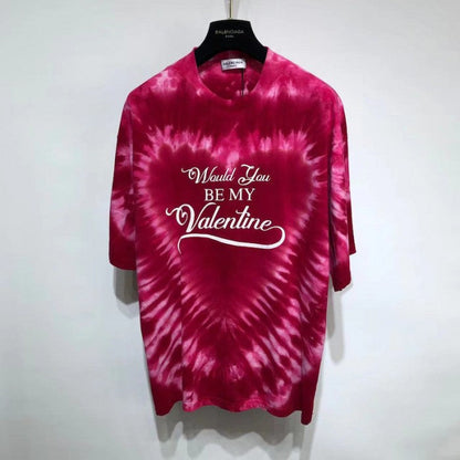 Balenciaga Valentine's Day 22 Tie-dye Rib Triangle T-shirt Oversized in Red