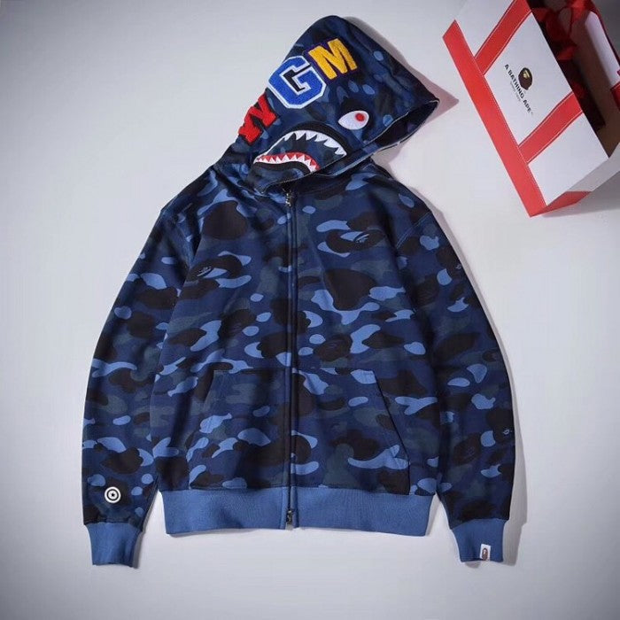 Bape 1st Camo Shark Full Hoodies Blue