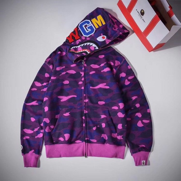 Bape 1st Camo Shark Full Hoodies Purple