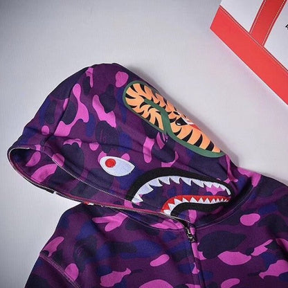 Bape 1st Camo Shark Full Hoodies Purple