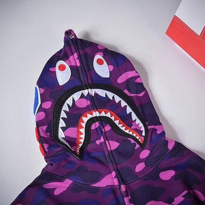 Bape 1st Camo Shark Full Hoodies Purple