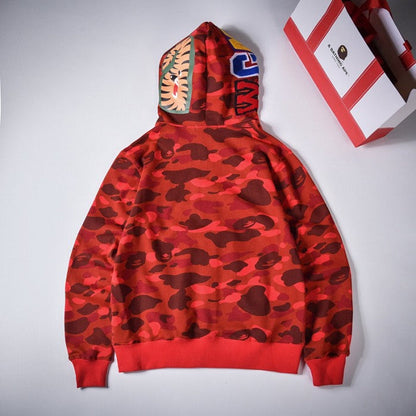 Bape 1st Camo Shark Full Hoodies Red