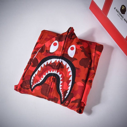 Bape 1st Camo Shark Full Hoodies Red