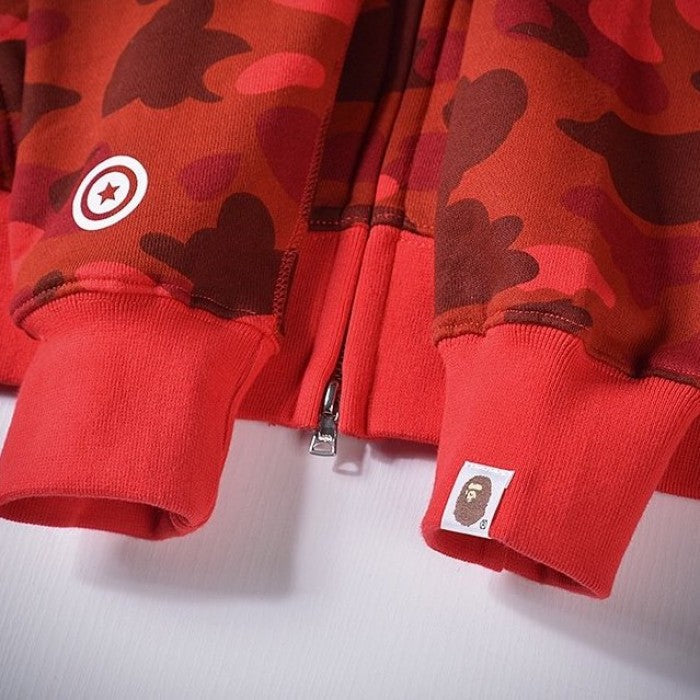 Bape 1st Camo Shark Full Hoodies Red