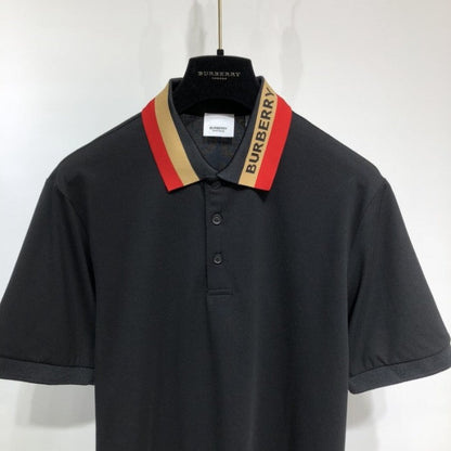 BBR Logo Detail Cotton Pique Polo Shirt Black