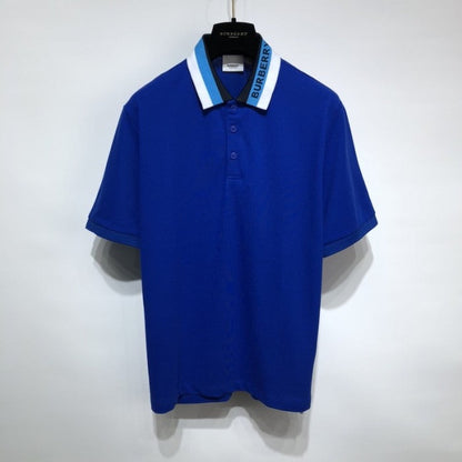 BBR Logo Detail Cotton Pique Polo Shirt Blue