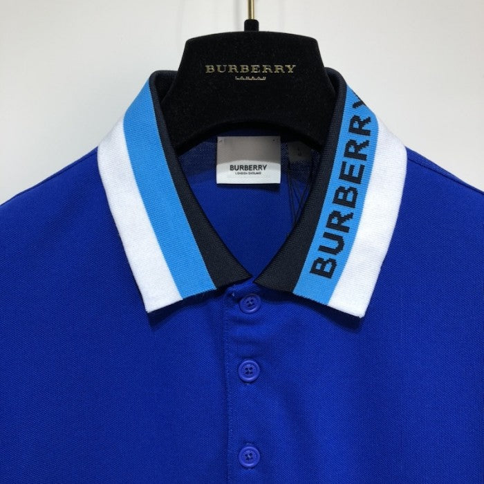 BBR Logo Detail Cotton Pique Polo Shirt Blue