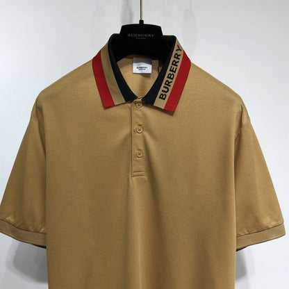 BBR Logo Detail Cotton Pique Polo Shirt Camel