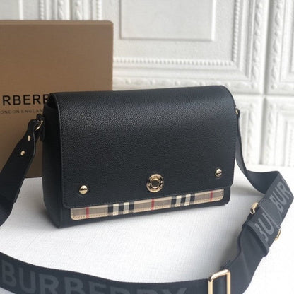 BUR Leather and Vintage Check Note Crossbody Bag