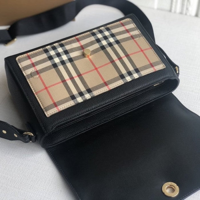 BUR Leather and Vintage Check Note Crossbody Bag