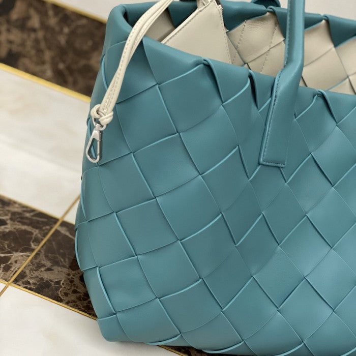 B V Tote in Intrecciato Nappa Leather Blue