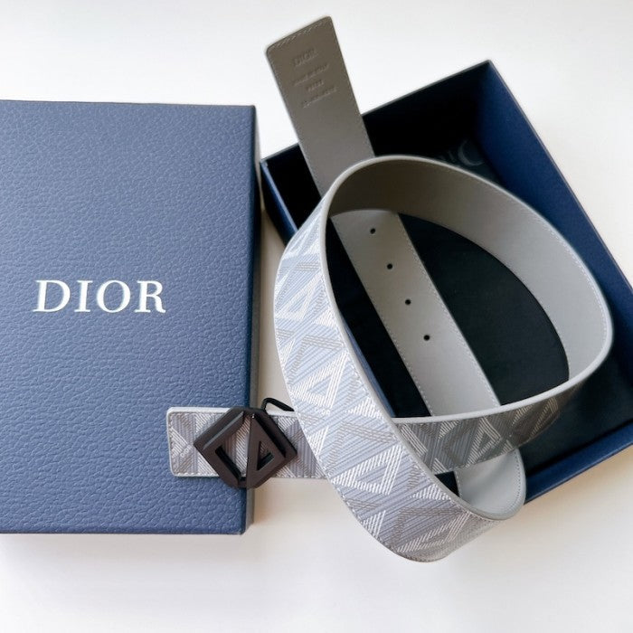 Dior Diamond Canvas Reversible Belt w/ CD Diamond Buckle 40 MM Gray