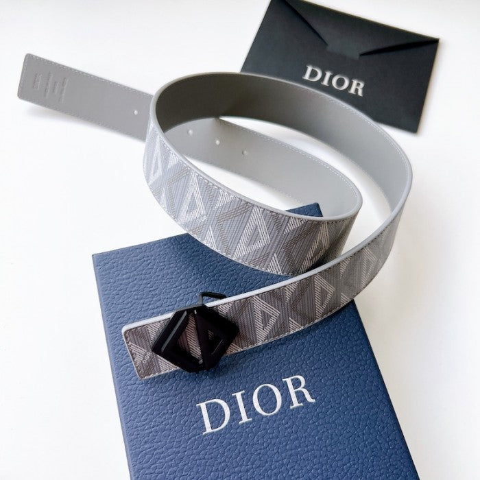 Dior Diamond Canvas Reversible Belt w/ CD Diamond Buckle 40 MM Gray