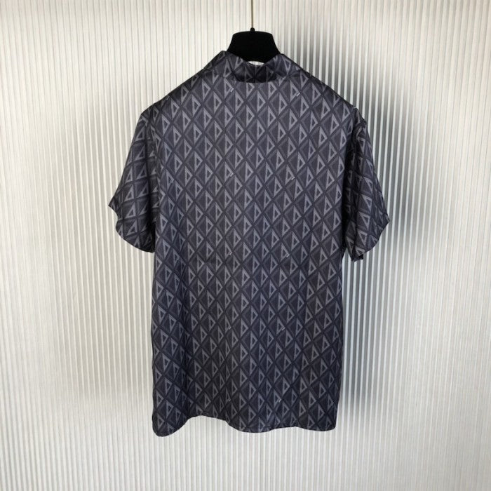 CD Diamond Short-Sleeved Shirt Deep Gray Silk Twill