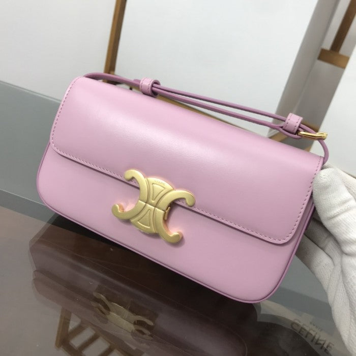 Celine Shoulder Bag Triomphe in shiny calfskin Pink