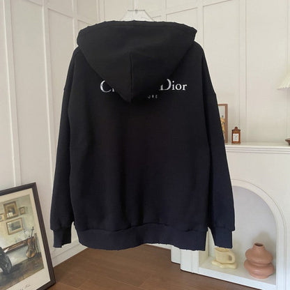 Christian Dior Couture Hooded Sweatshirt Black Cotton Fleece