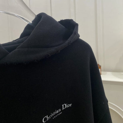 Christian Dior Couture Hooded Sweatshirt Black Cotton Fleece