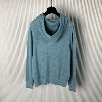 Christian Dior Couture Hooded Sweatshirt Blue Cashmere Fleece