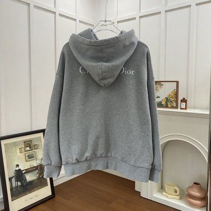 Christian Dior Couture Hooded Sweatshirt Gray Cotton Fleece