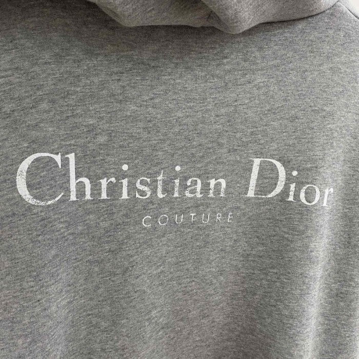 Christian Dior Couture Hooded Sweatshirt Gray Cotton Fleece