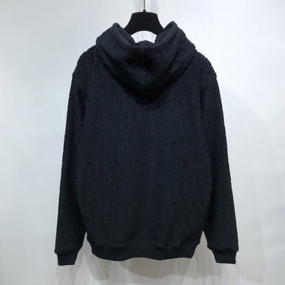 Oversized Hooded Sweatshirt with Dior Oblique Motif Navy