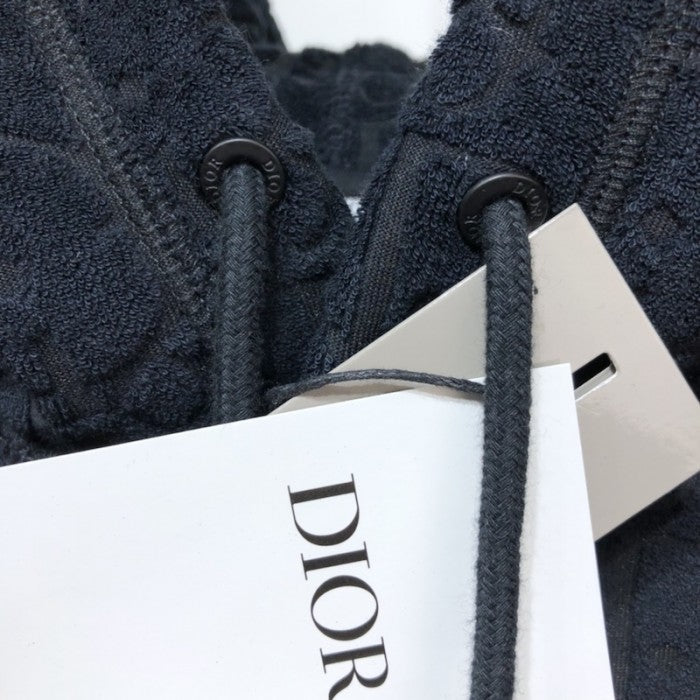 Oversized Hooded Sweatshirt with Dior Oblique Motif Navy