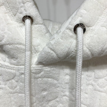 Oversized Hooded Sweatshirt with Dior Oblique Motif White