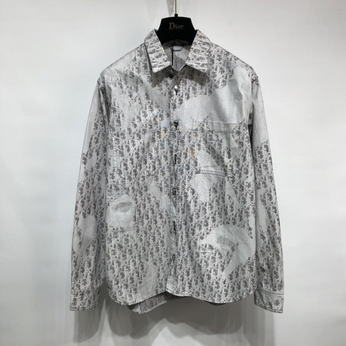 Black and White Dior Oblique Kasuri Cotton Denim Overshirt