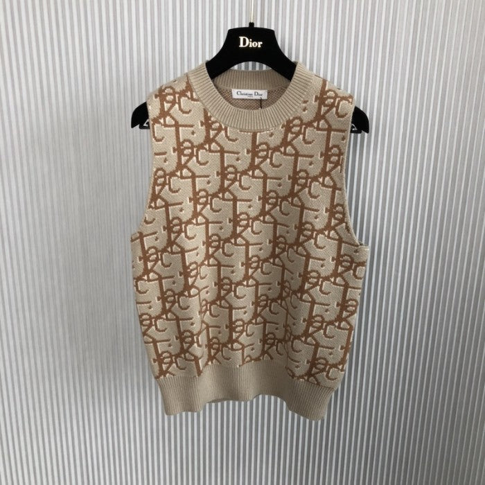 Oversized CACTUS JACK DIOR Sleeveless Sweater Beige and Brown