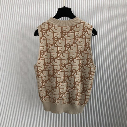 Oversized CACTUS JACK DIOR Sleeveless Sweater Beige and Brown