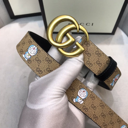 Doraemon x Gucci GG canvas Leather Belt Brown