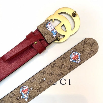 Doraemon x Gucci GG canvas Leather Belt Red