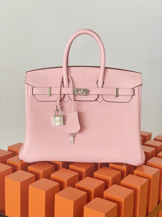 HM Birkin Nata Swift Pink For Women Silver Toned Hardware 10in/25cm