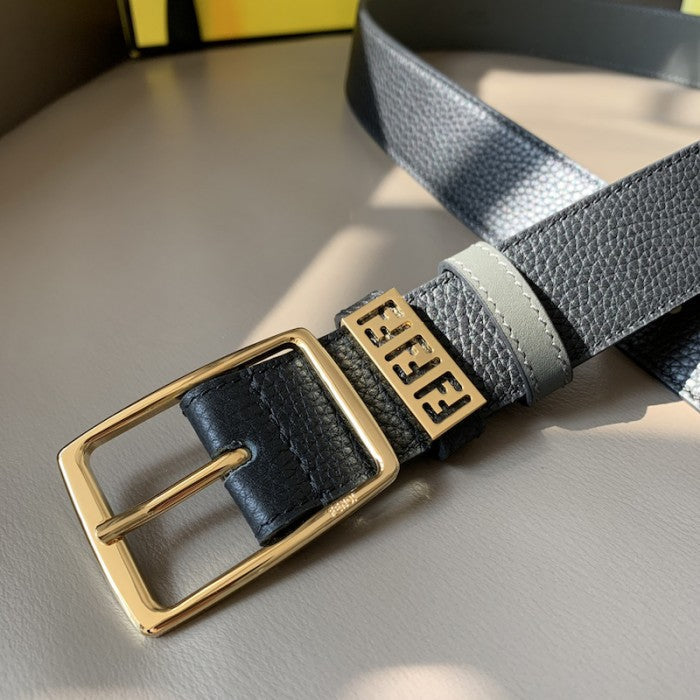 Fendi Leather belt with Pin Buckle Black / Gold 7C0435