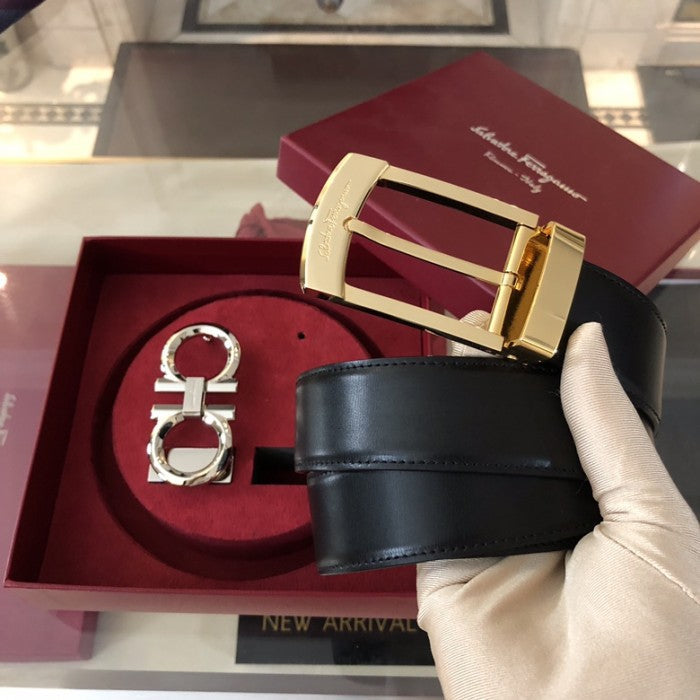 Ferragamo Gancini switch belt box Black / Brown