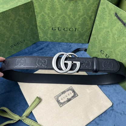 Gucci GG Marmont embossed leather belt Black