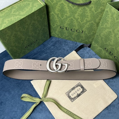 Gucci GG Marmont embossed leather belt Grey