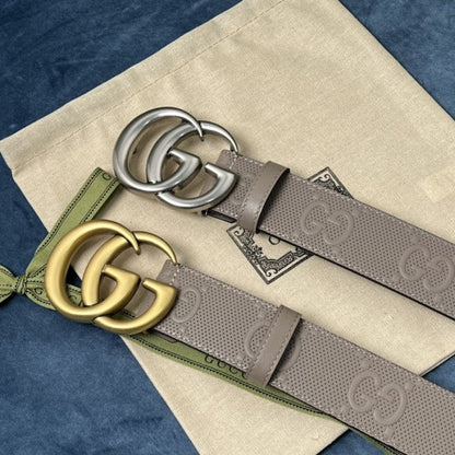 Gucci GG Marmont embossed leather belt Grey