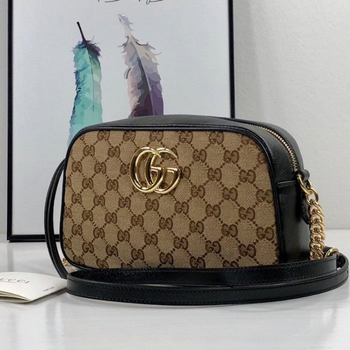 Gucci GG Marmont small shoulder bag with Original GG canvas Black