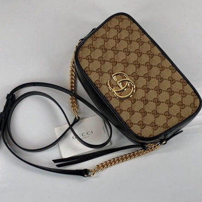 Gucci GG Marmont small shoulder bag with Original GG canvas Black