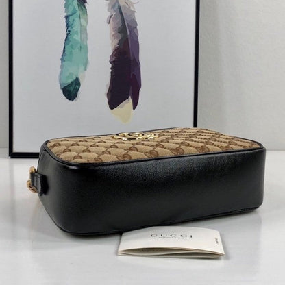 Gucci GG Marmont small shoulder bag with Original GG canvas Black