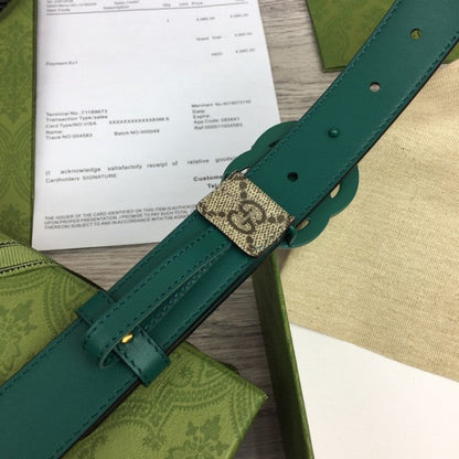 Gucci Women GG Marmont thin belt ý414516 Green