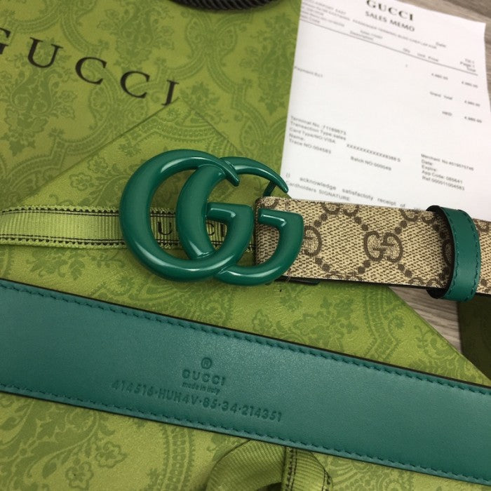 Gucci Women GG Marmont thin belt ý414516 Green