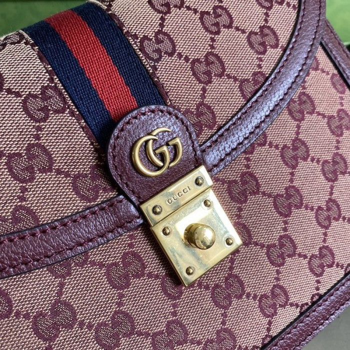 Gucci Ophidia small top handle bag with Web Burgundy GG