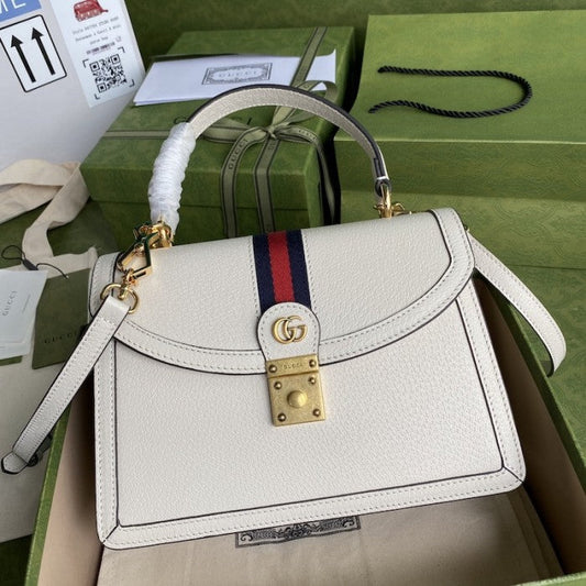 Gucci Ophidia small top handle bag with White leather ý651055