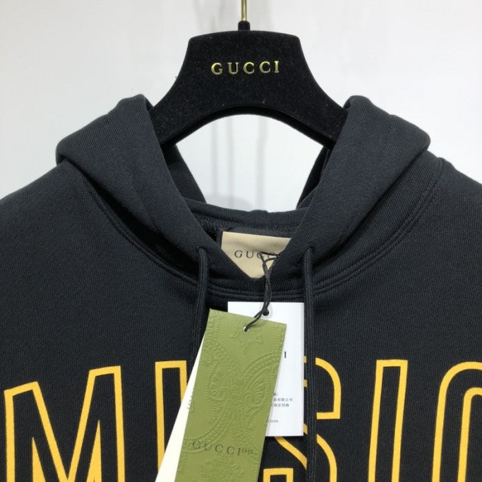 Gucci 100 cotton hoodies black / yellow