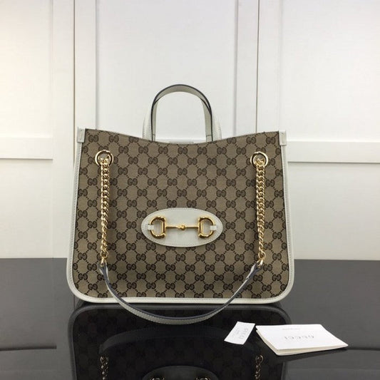 Gucci 1955 Horsebit Large Tote Bag White