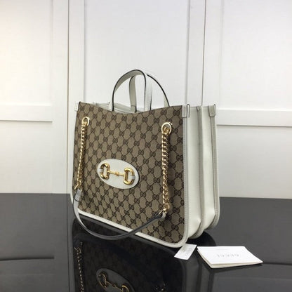 Gucci 1955 Horsebit Large Tote Bag White