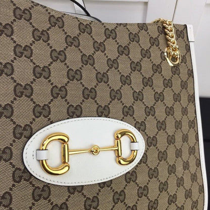 Gucci 1955 Horsebit Large Tote Bag White